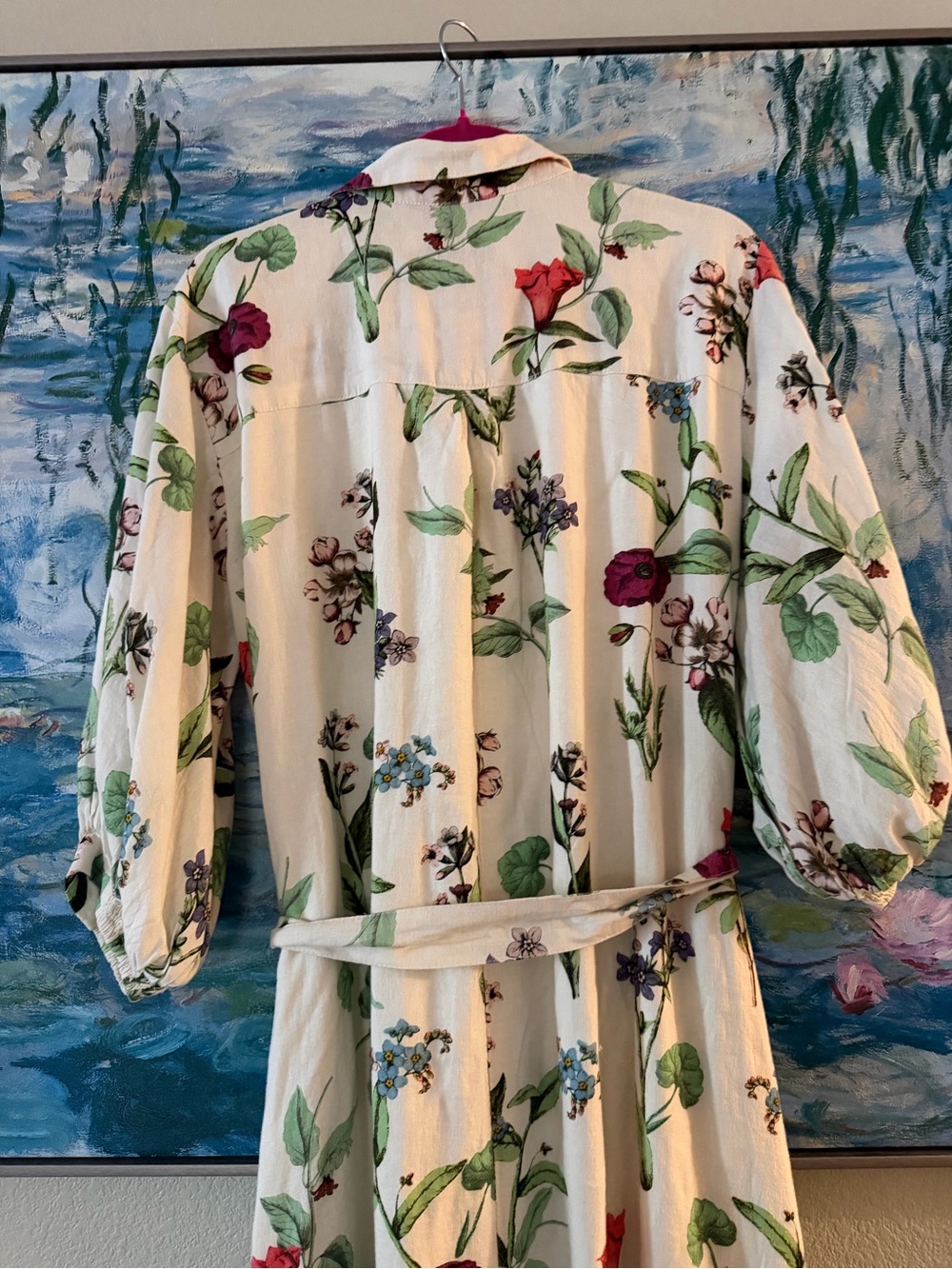 Maeve Cream Floral Tie-Waist Midi Dress - Picture 10 of 11